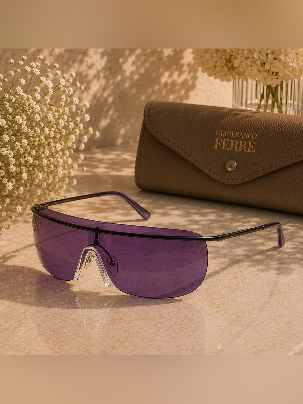 Vintage Gianfranco Ferré shield sunglasses.